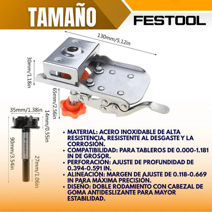 🛠️ Guía de Perforación para Bisagras - Festool®